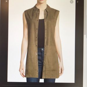 Vince Suede Sleeveless Snap Down Tunic